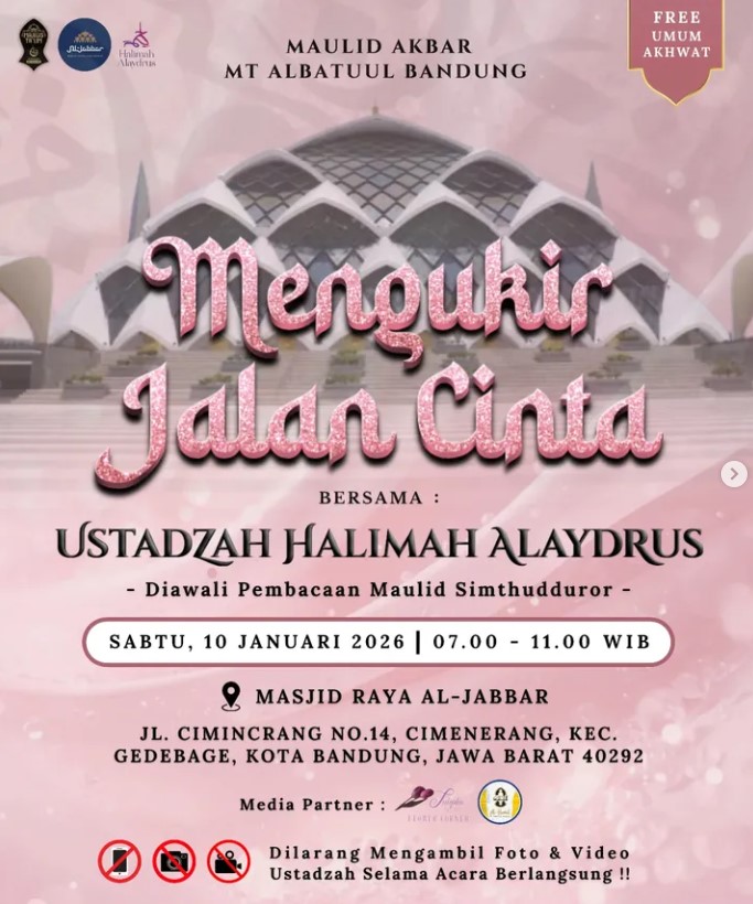 Kajian Ustadzah Halimah Alaydrus Kembali Hadir di Al Jabbar 10 Januari 2026