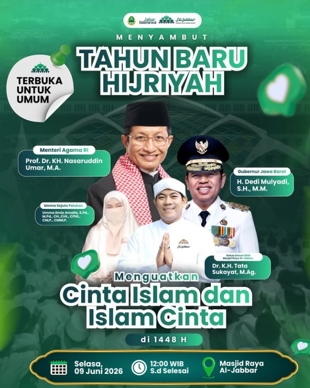 Tahun Baru Islam 1448 H di Al Jabbar Agendakan Menag, KDM, dan Umma Ilmia